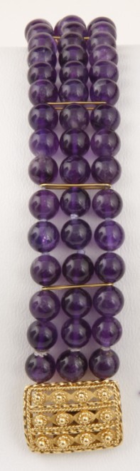 Appraisal: Amethyst beads with KY clasps and dividers long sold with