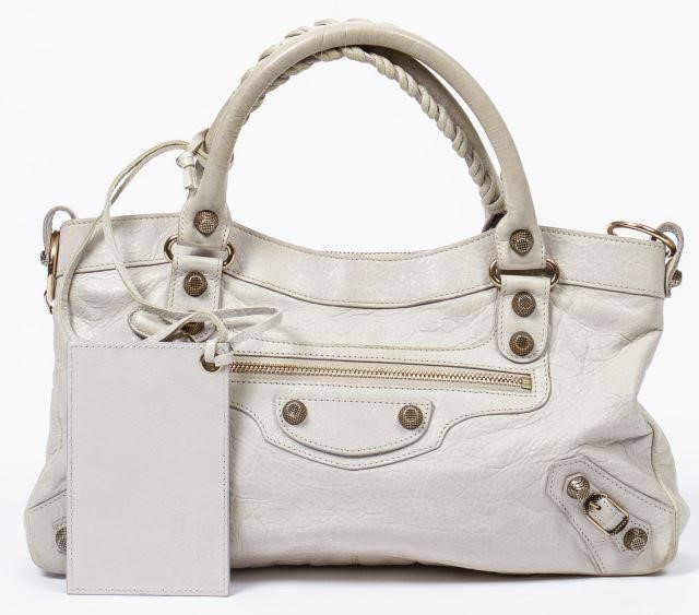 Appraisal: Balenciaga Arena First handbag in ivory distressed leather having aged