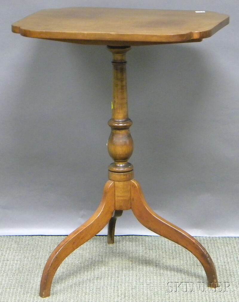 Appraisal: Country Federal Cherry and Maple Tilt-top Candlestand