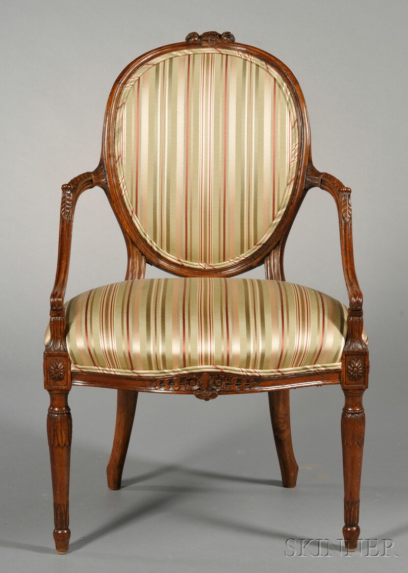 Appraisal: George III Open Armchair late th century with floral carving