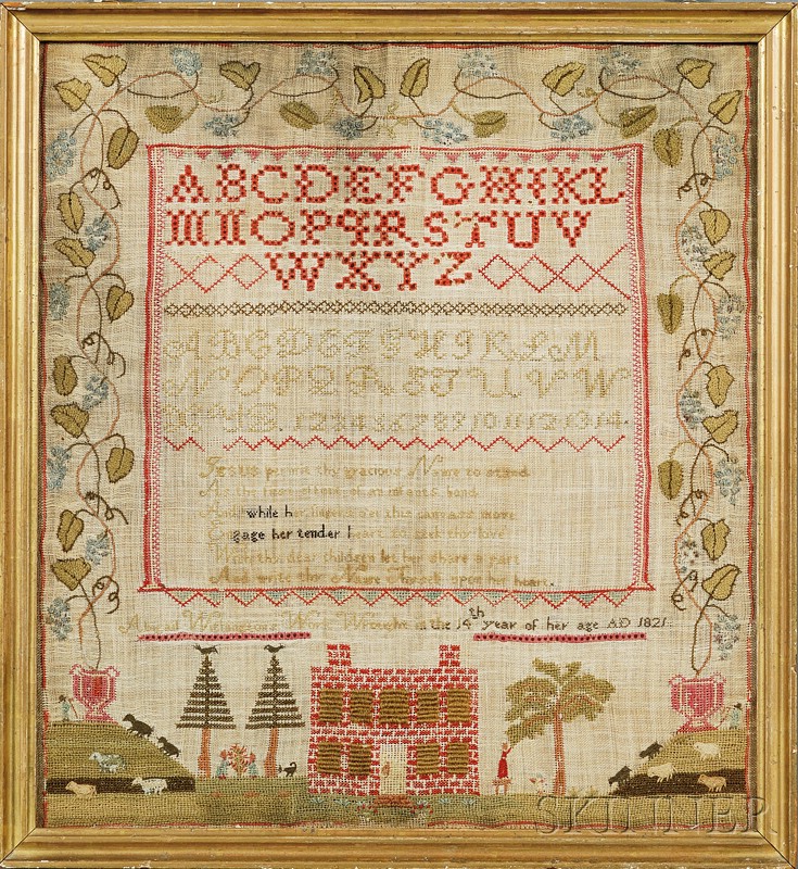 Appraisal: Needlework Sampler Abigail Withington's Work Wrought in the th year