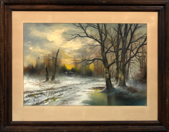 Appraisal: American School Fourth Quarter th Century Winter Landscape pastel sight