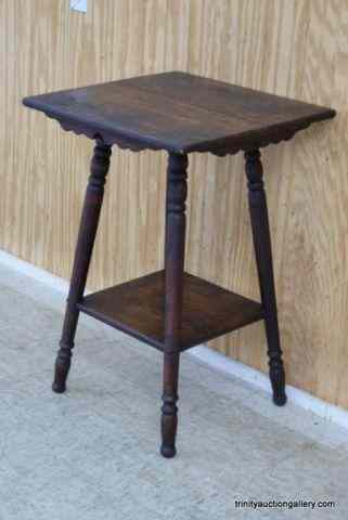 Appraisal: Antique c 's Oak Side Table - Lamp StandProduced c