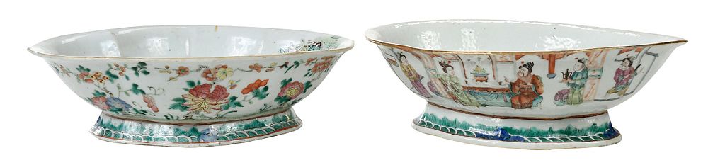 Appraisal: Two Chinese Famille Rose Lobed Porcelain Bowls Qing dynasty one