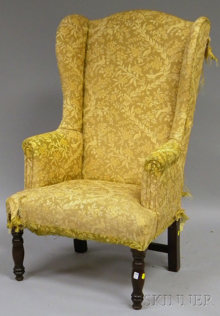 Appraisal: Late Federal Upholstered Mahogany Wing Chair