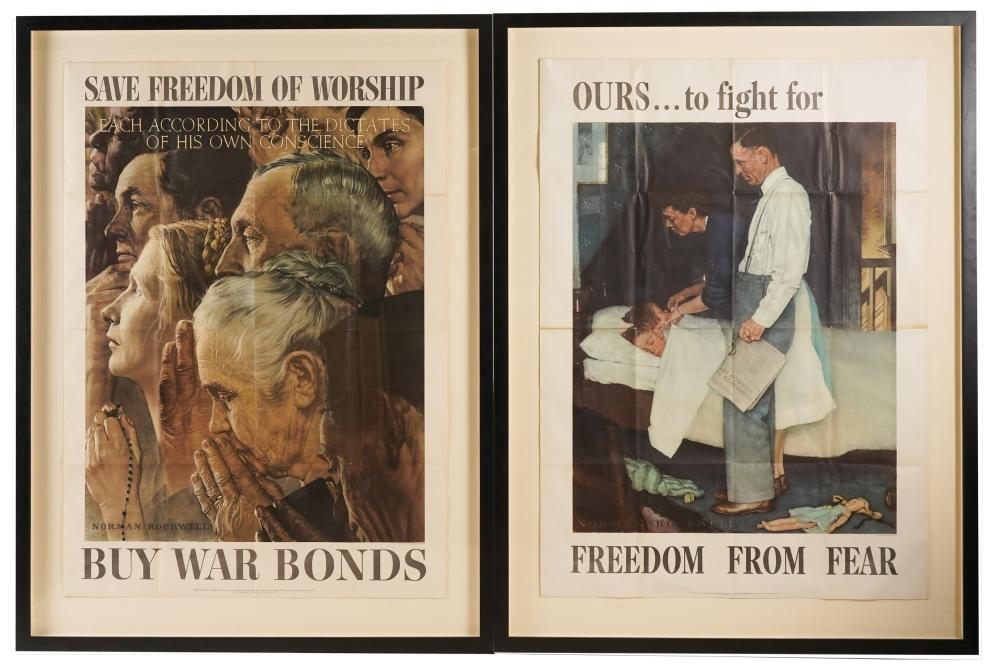 Appraisal: NORMAN ROCKWELL - TWO WW NORMAN ROCKWELL FREEDOM POSTERS EACH