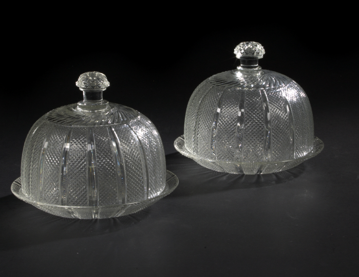 Appraisal: Rare Pair of George IV Cut Glass Cheese Domes and