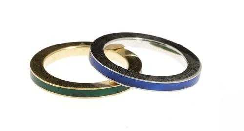 Appraisal: LOT TWO BAND RINGS Yellow and white gold Casual-elegant band