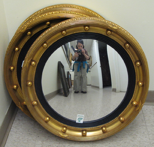 Appraisal: THREE COPIES OF FEDERAL STYLE ROUND BULL'S EYE WALL MIRRORS