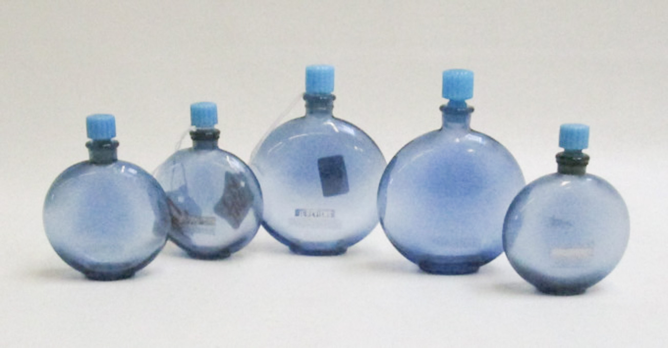 Appraisal: FIVE RENE LALIQUE BLUE GLASS PERFUME BOTTLES made for Worth's