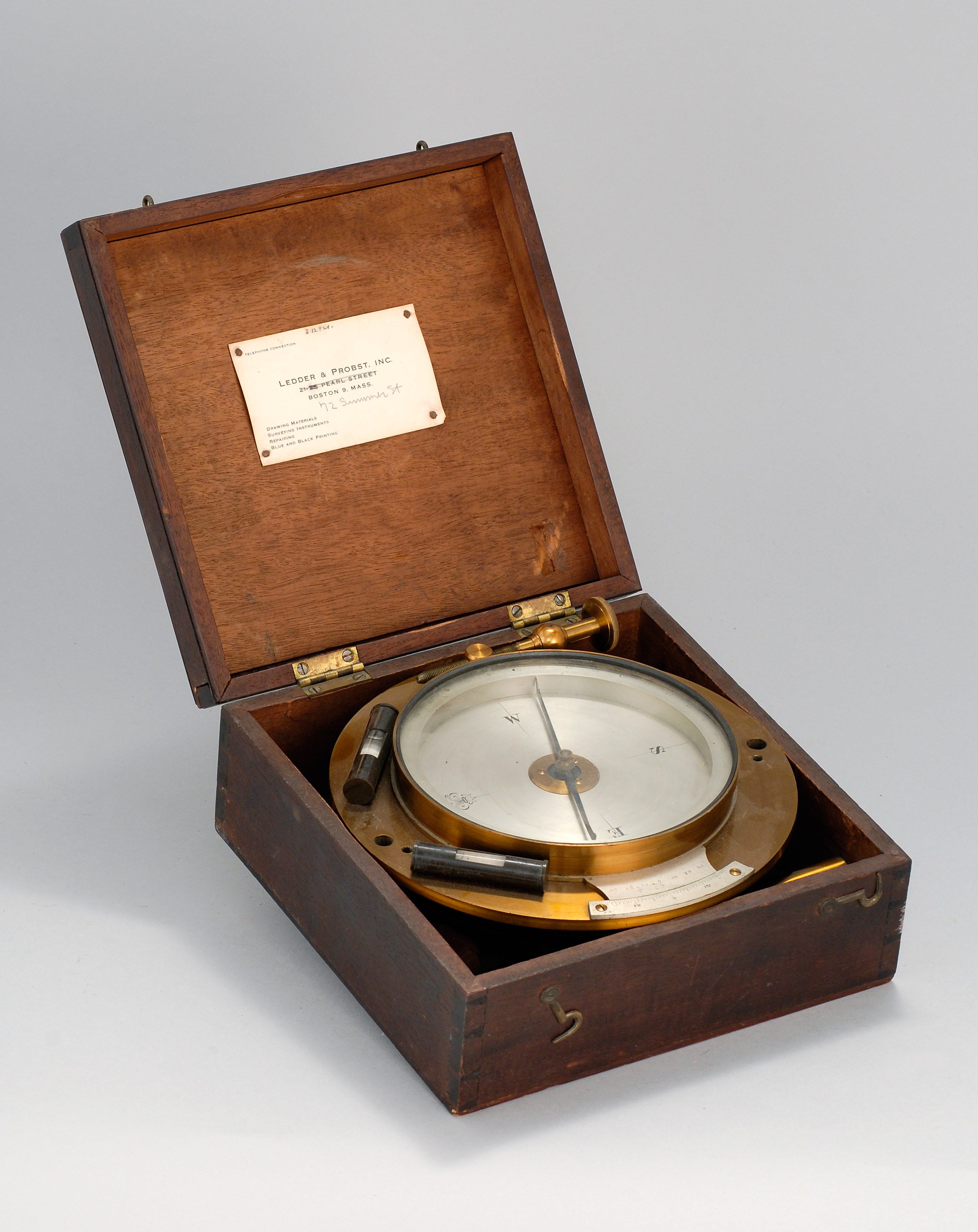 Appraisal: BRASS SURVEYOR'S TRANSIT Diameter With original wood case ConditionGenerally good