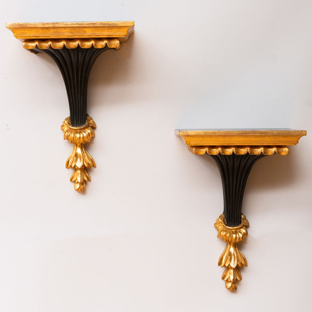 Appraisal: Pair of Italian Painted and Parcel-Gilt Brackets of Recent Manufacture