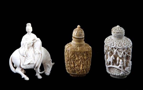 Appraisal: A group of seven Chinese snuff bottles comprising six of