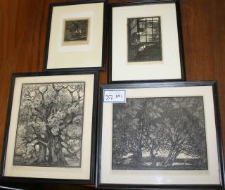 Appraisal: Alec Buckels English th c four woodblock prints artist inscribed