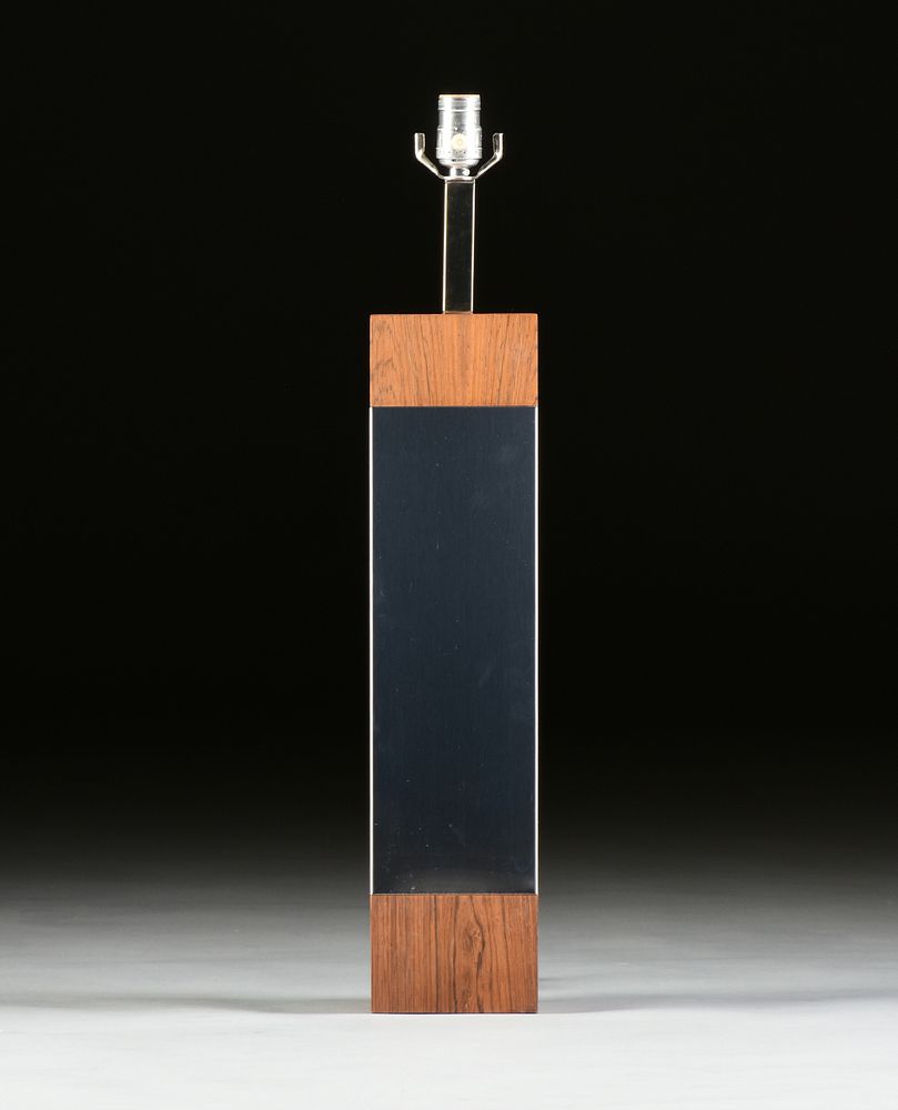 Appraisal: A MID-CENTURY MODERN ROSEWOOD AND CHROME TABLE LAMP s A