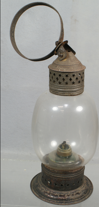 Appraisal: Clear blown glass onion lamp whale oil burner some surface