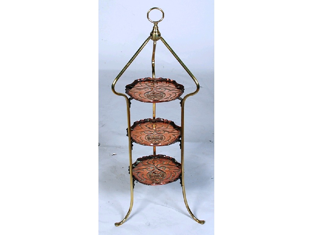 Appraisal: LATE NINETEENTH CENTURY ARTS AND CRAFTS BRASS AND COPPER THREE