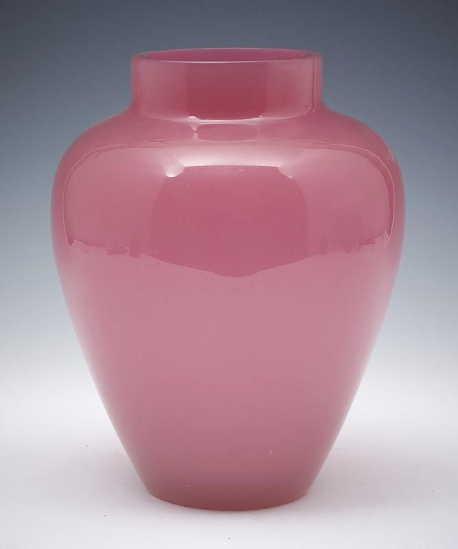 Appraisal: Pink cased glass large vase Pink cased glass large vase