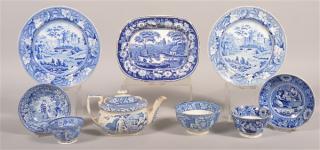 Appraisal: Pieces of Romantic View Blue Staffordshire China Various Pieces of