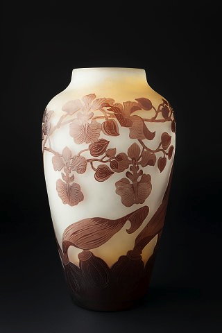 Appraisal: Emile Gall French - 'Iris' cameo glass vase yellow overlaid