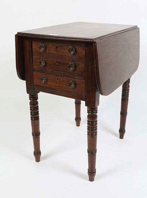 Appraisal: A TH CENTURY DROPPED FLAT WORK TABLE with two drawers