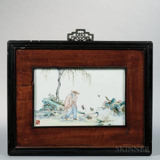 Appraisal: Enameled Porcelain Plaque Enameled Porcelain Plaque China th century depicting