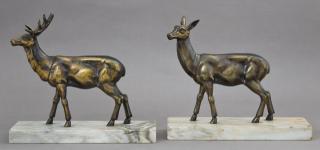 Appraisal: Pair of Art Deco Patinated Spelter Bookends c Pair of