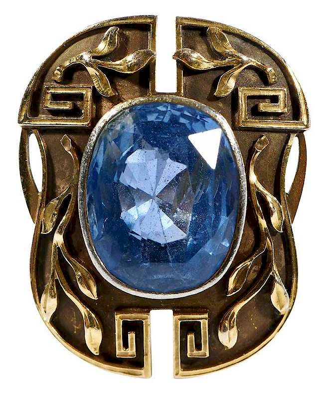 Appraisal: Art Nouveau kt Gold and Sapphire Ring center cushion cut