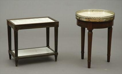 Appraisal: Two Louis XVI-Style Marble-Top Low Tables to in