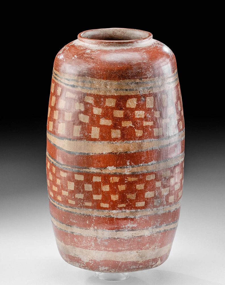 Appraisal: Chupicuaro Polychrome Vessel w Checkered Motif Pre-Columbian West Mexico Guanajuato