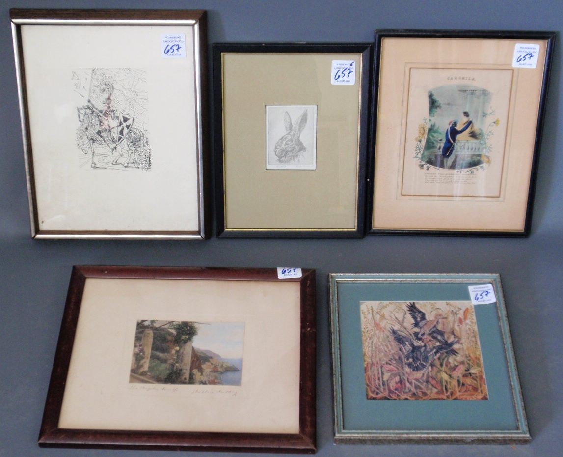 Appraisal: Wallace Nutting print El Cid print by Salvador Dali etc