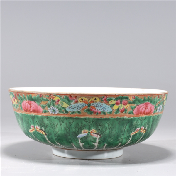 Appraisal: Chinese famille rose enameled porcelain bowl with gilt detail and