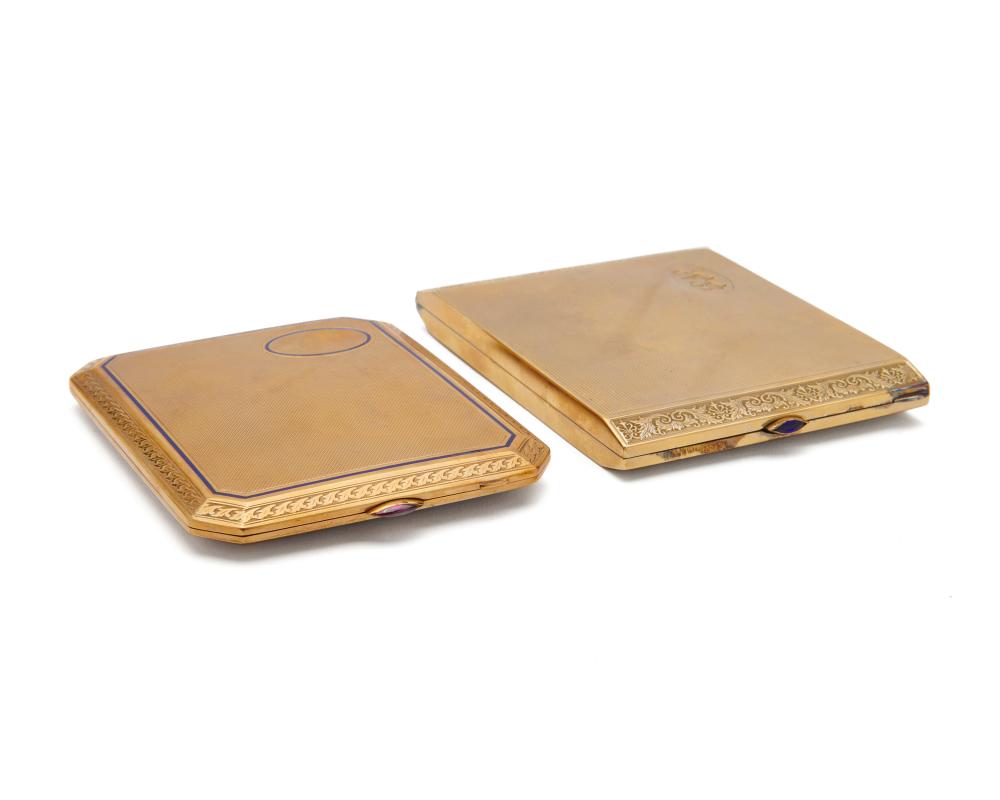 Appraisal: Two K Gold Cigarette Cases one with ribbed design and