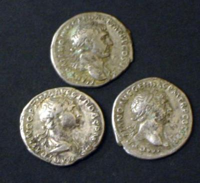 Appraisal: THREE TRAJAN DENARII with Jupiter and Trojan Aequitas and Genius