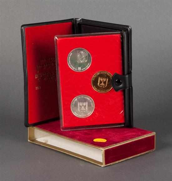 Appraisal: Israel David Ben-Gurion three-coin gold and silver commemorative set comprising