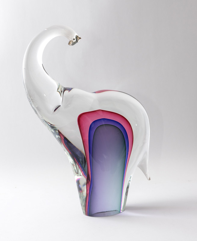 Appraisal: SILVANO SIGNORETTO MURANO GLASS ELEPHANT Clear glass with internal pink