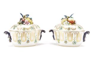 Appraisal: Pair Giulia Mangani Lidded Porcelain Tureens Giulia Mangani Italian founded