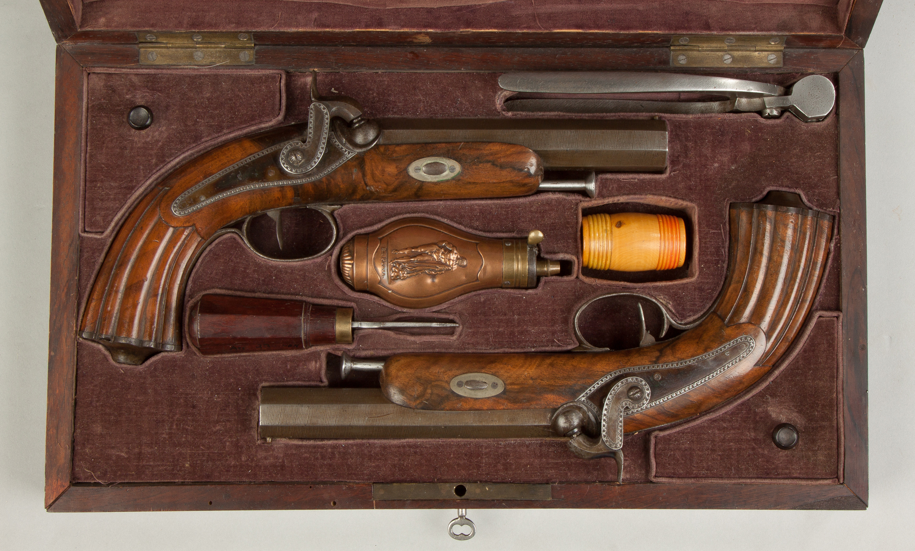 Appraisal: Pair of French Boxed Dueling Pistols Early th cent Name