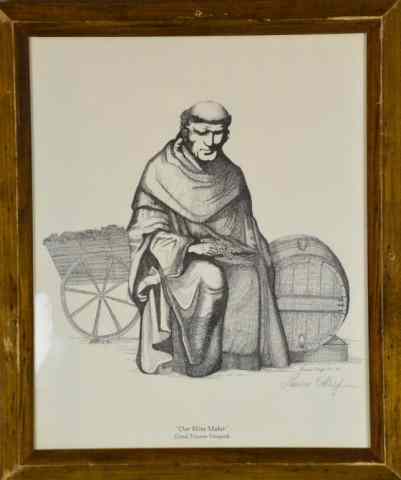 Appraisal: Laurie O' Keefe LithographDepicting a seated monk with a wine