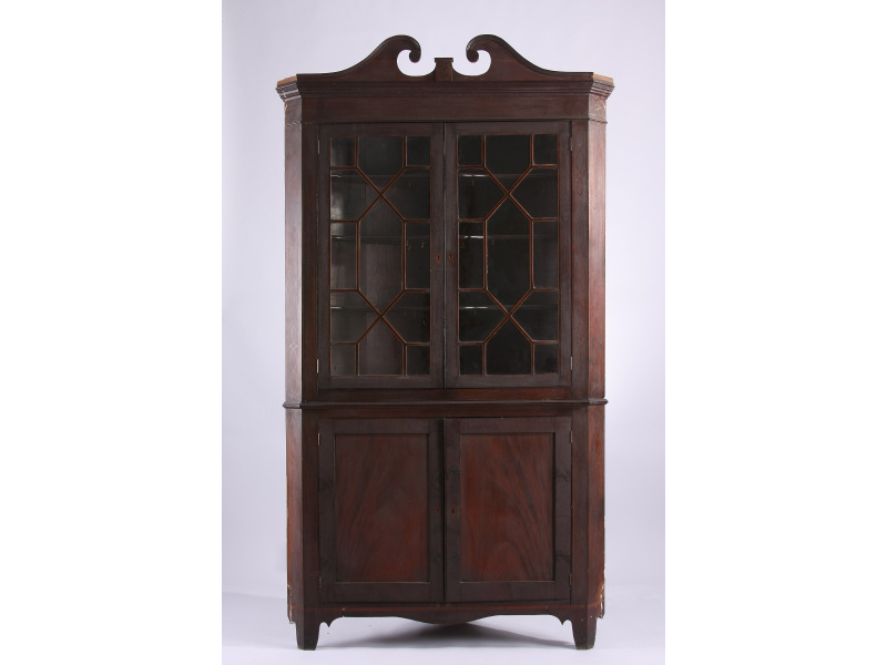 Appraisal: Federal Style Antique Inlaid Corner Cupboard late- th c attributed