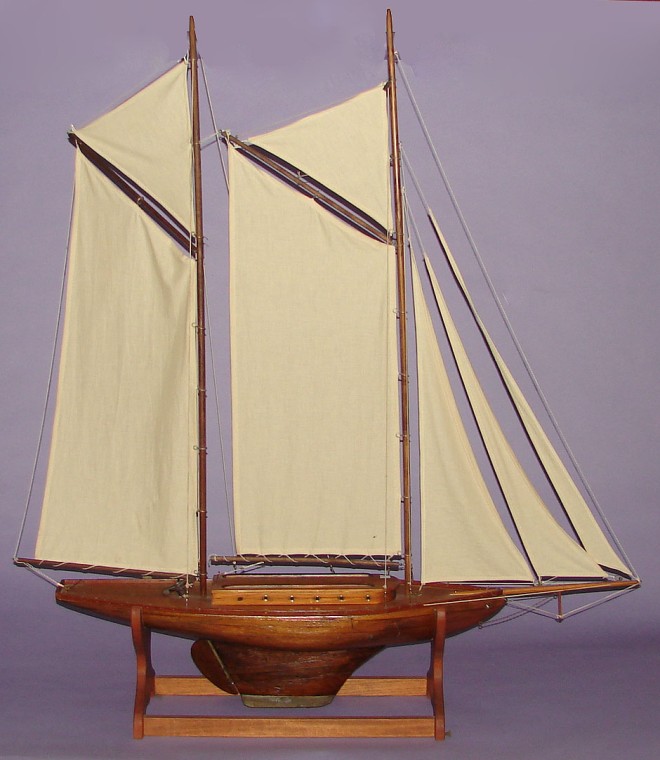 Appraisal: Wood ship with wood holding base t w