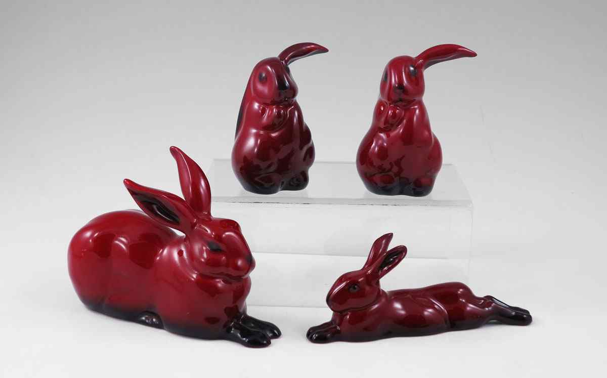 Appraisal: ROYAL DOULTON FLAMBE RABBITS Two flop ear rabbits '' tall