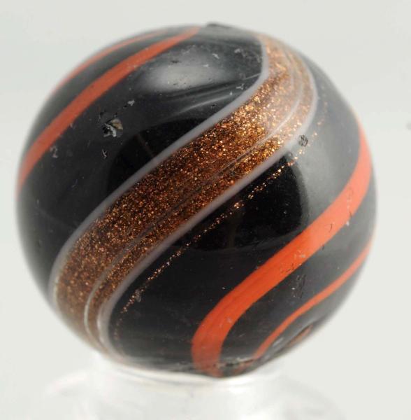 Appraisal: Black opaque base with orange bands Bold lutz banding Minor