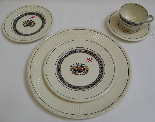 Appraisal: EIGHTY-FOUR PIECE WEDGWOOD PORCELAIN DINNER SET in the Trentham pattern