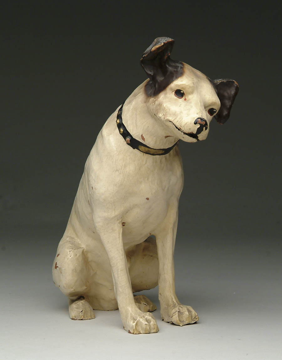 Appraisal: PAPIER MACHE VICTOR MASCOT NIPPER Well-known original mascot by Old