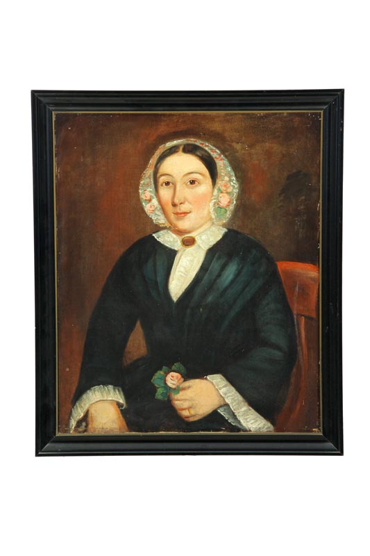 Appraisal: PORTRAIT OF A WOMAN ENGLAND MID TH CENTURY Oil on