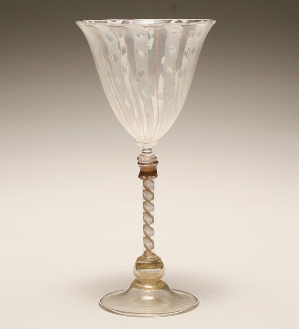 Appraisal: Murano latticino art glass goblet H