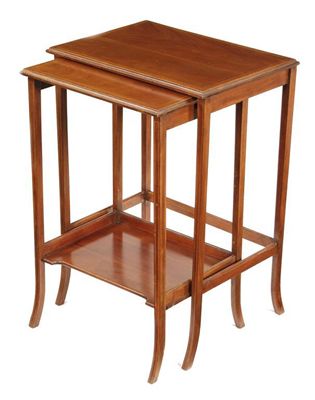 Appraisal: An Edwardian nest of two mahogany occasional tables with satinwood