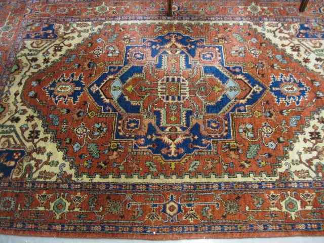 Appraisal: Serapi Heriz Persian Handmade Rug central medallion floral surround fine