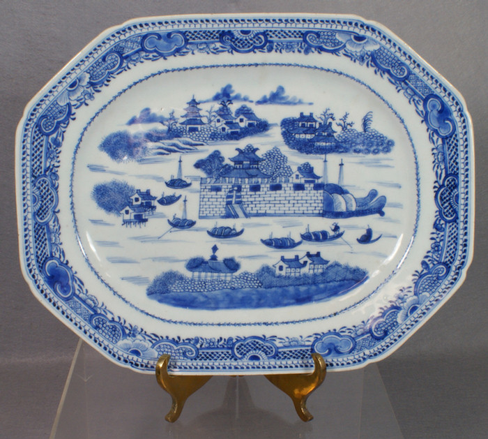 Appraisal: Chinese export porcelain blue and white rare platter depicting The